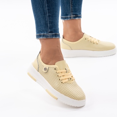 Pantofi Casual Piele Naturala Galben AN2308