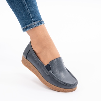 Pantofi Casual Piele Naturala Gri 1121-2