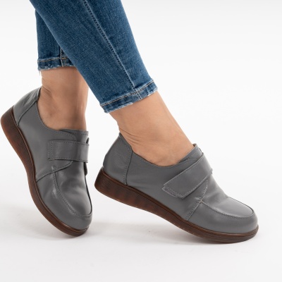 Pantofi Casual Piele Naturala Gri 1902