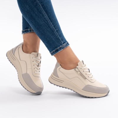 Pantofi Casual Piele Naturala Gri AN256
