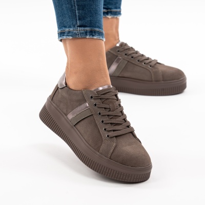 Pantofi Casual Piele Naturala Gri F001-971