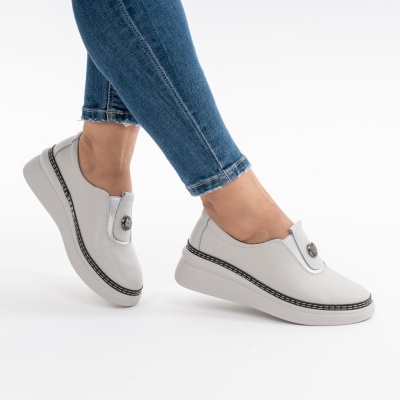 Pantofi Casual Piele Naturala Gri JY6709