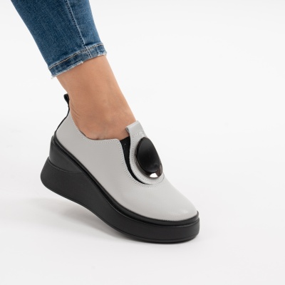 Pantofi Casual Piele Naturala Gri T6050
