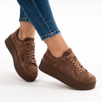 Pantofi Casual Piele Naturala Kahki F005-030