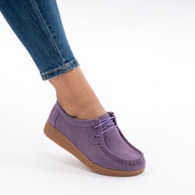 Pantofi Casual Piele Naturala Mov 8517-1