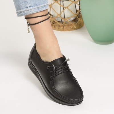 Pantofi Casual Piele Naturala Negri 303