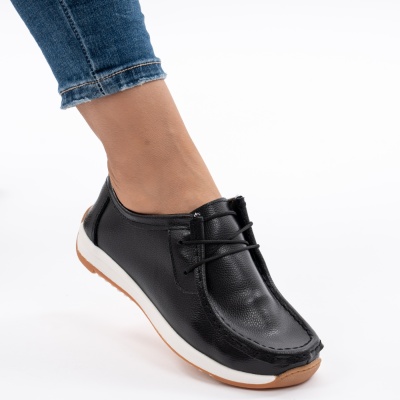 Pantofi Casual Piele Naturala Negri AN8517-5
