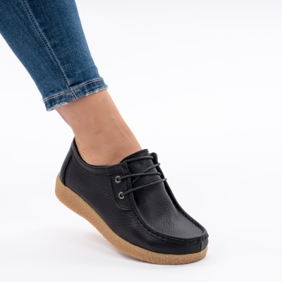 Pantofi Casual Piele Naturala Negri WK 212