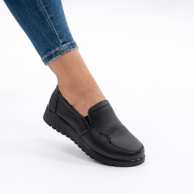 Pantofi Casual Piele Naturala Negru AN559