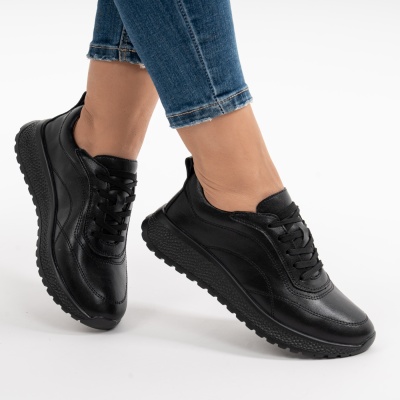 Pantofi Casual Piele Naturala Negru F001-977