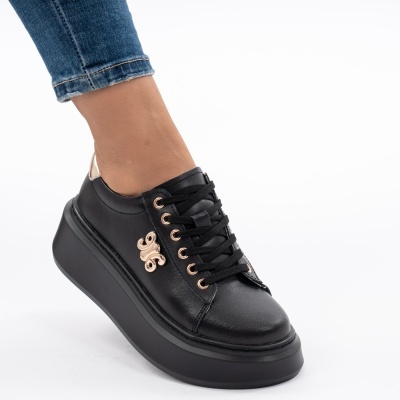 Pantofi Casual Piele Naturala Negru T-8808