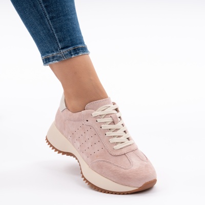 Pantofi Casual Piele Naturala Pink AN2598