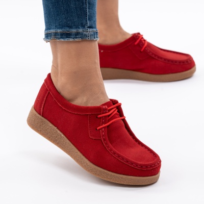 Pantofi Casual Piele Naturala Rosu 8517-1