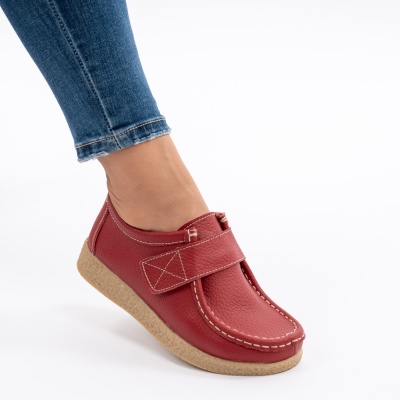 Pantofi Casual Piele Naturala Rosu WK 213C