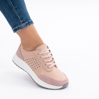 Pantofi Casual Piele Naturala Roz AN521