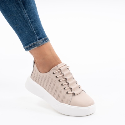 Pantofi Casual Piele Naturala Roz T-16