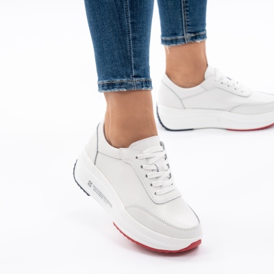 Pantofi Casual Piele Naturala T-7100 Alb