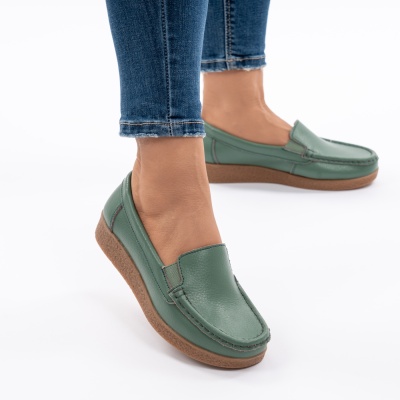 Pantofi Casual Piele Naturala Verde 1121-2