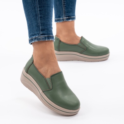 Pantofi Casual Piele Naturala Verde 1160