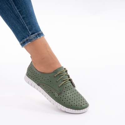 Pantofi Casual Piele Naturala Verde 605