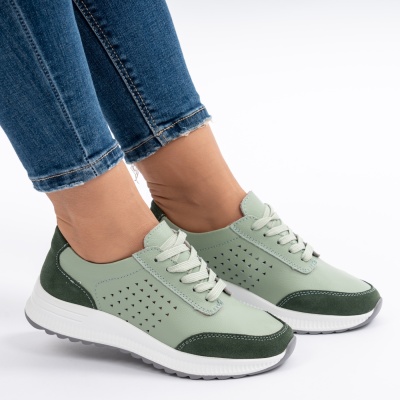 Pantofi Casual Piele Naturala Verde AN521