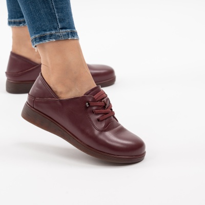 Pantofi Casual Piele Naturala Visiniu 1901