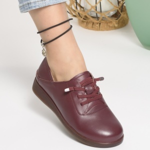 Pantofi Casual Piele Naturala Visiniu 1901