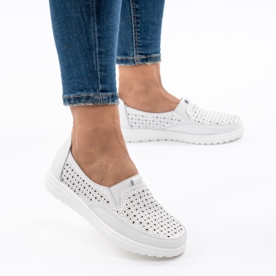 Pantofi Piele Naturala Alb Super Usor F2310