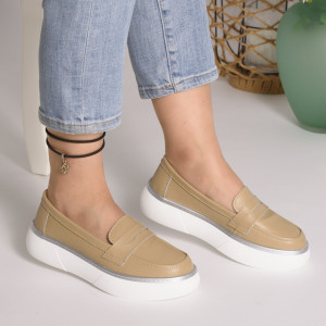 Pantofi Piele Naturala Bej A2318