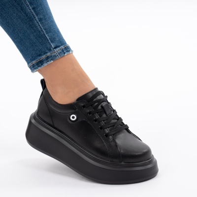 Pantofi Piele Naturala Negri 881