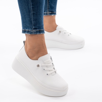 Pantofi Piele Naturala Talpa Comoda Alb F001-930
