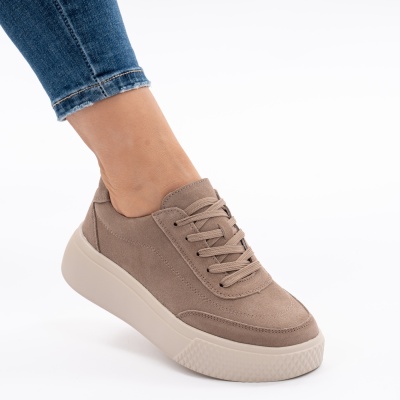 Pantofi Piele Naturala Talpa Comoda Khaki Suede F001-924