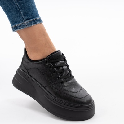 Pantofi Piele Naturala Talpa Comoda Negri AN2528