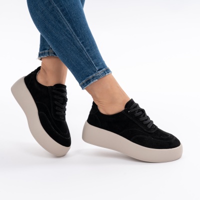 Pantofi Piele Naturala Talpa Comoda Negru AN12