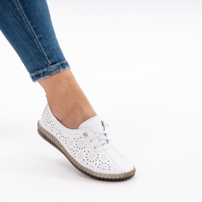 Pantofi Piele Naturala Talpa Flexibila AN222 Alb