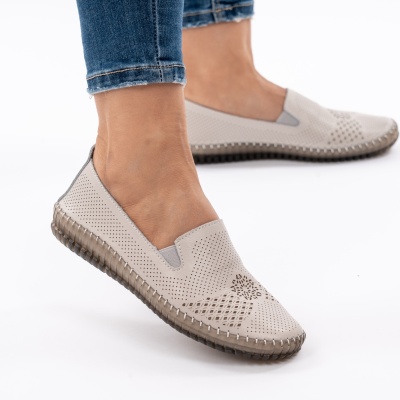 Pantofi Piele Naturala Talpa Flexibila AN223 Gri