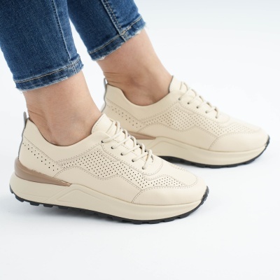 Pantofi Sport  Piele Naturala Bej AN368