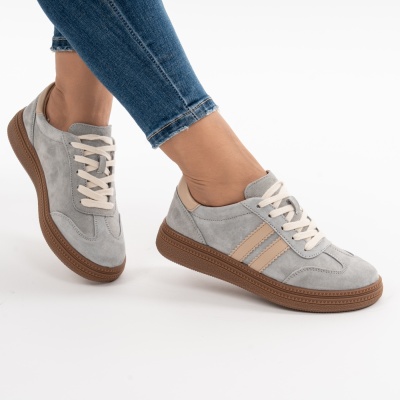 Pantofi Sport Piele Naturala Gri AN8790
