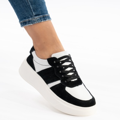 Pantofi Sport Piele Naturala Negri AN2310