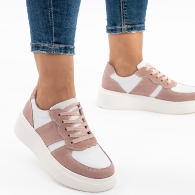 Pantofi Sport Piele Naturala Pink AN2310