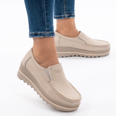 Pantofi Talpa Comoda Piele Naturala MM219 Bej