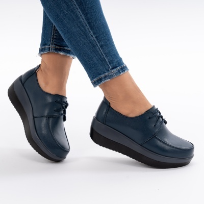Pantofi Talpa Ortopedica Piele Naturala Albastru 1168