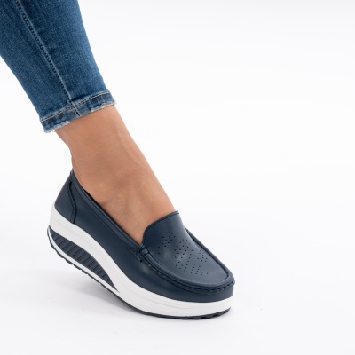 Pantofi Talpa Ortopedica Piele Naturala Albastru A339