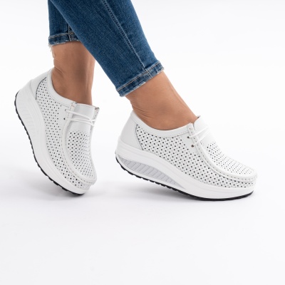 Pantofi Talpa Ortopedica Piele Naturala Albi A525