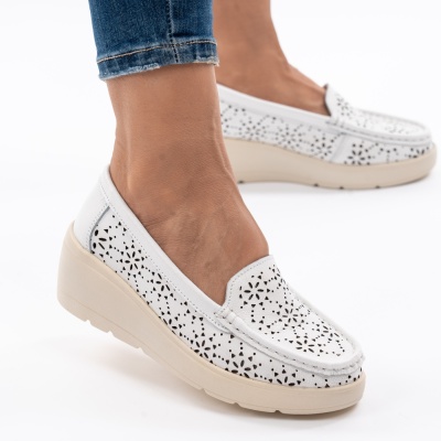 Pantofi Talpa Ortopedica Piele Naturala Albi AN3125