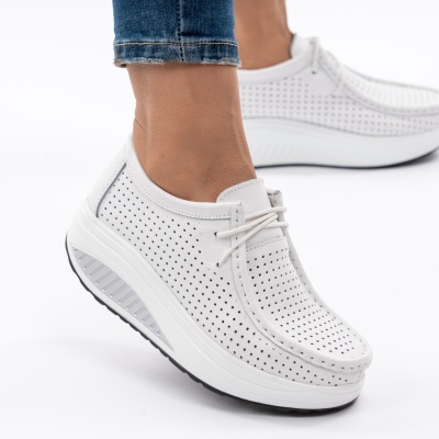 Pantofi Talpa Ortopedica Piele Naturala Albi MM264