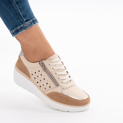 Pantofi Talpa Ortopedica Piele Naturala AN618-5 Bej