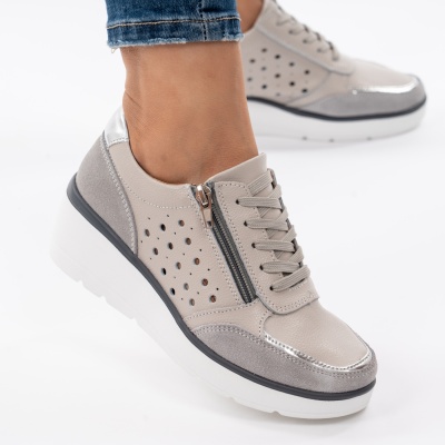 Pantofi Talpa Ortopedica Piele Naturala AN618-5 Gri