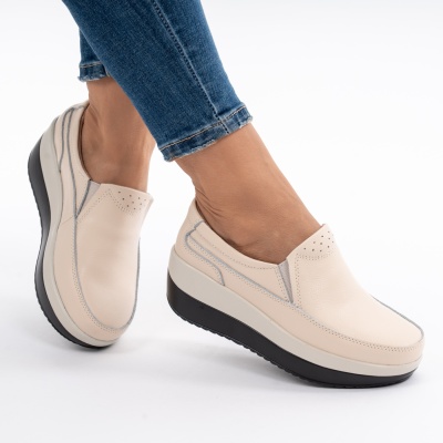 Pantofi Talpa Ortopedica Piele Naturala Bej 1158