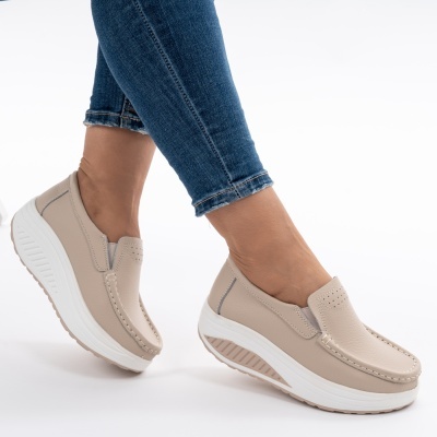 Pantofi Talpa Ortopedica Piele Naturala Bej MM210